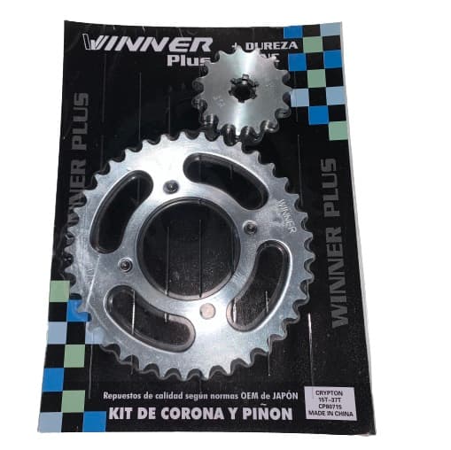 CORONA Y PIÑON YAMAHA CRYPTON  37T - 15T  ZINCADA  ( EN BLISTER )