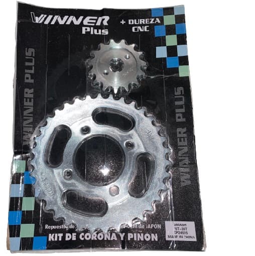 CORONA Y PIÑON GILERA SMASH 35T - 15T ZINCADA ( EN BLISTER )