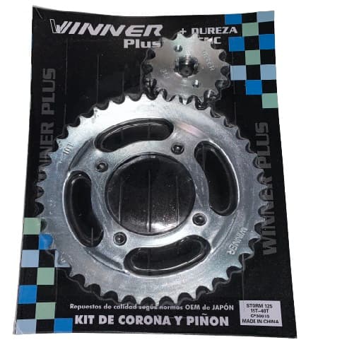 CORONA Y PIÑON HONDA 125 STORM 40T - 15T ZINCADA ( EN BLISTER )
