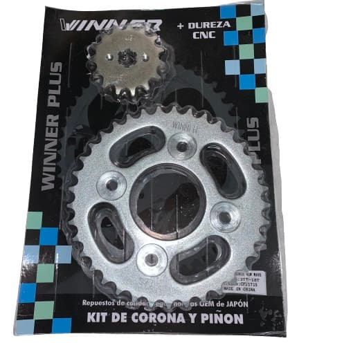 CORONA Y PIÑON HONDA NEW WAVE 37T - 15T ZINCADA ( BLISTER )