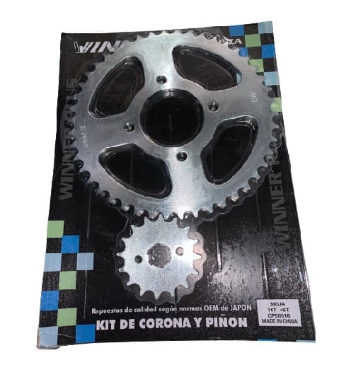 CORONA Y PIÑON MOTOMEL SKUA 46T - 16T ZINCADA ( EN BLISTER )