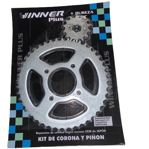 CORONA Y PIÑON SUZUKI EN125 45T - 14T ZINCADA ( EN BLISTER )