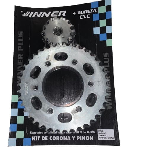 CORONA Y PIÑON YAMAHA FZ16 40T - 14T ZINCADA ( EN BLISTER )